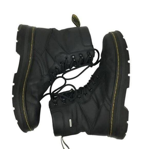 Dr. Martens AirWair Black Leather Combat Boots Lace-Up Size 9 Mens Durable Sole - Picture 3 of 14